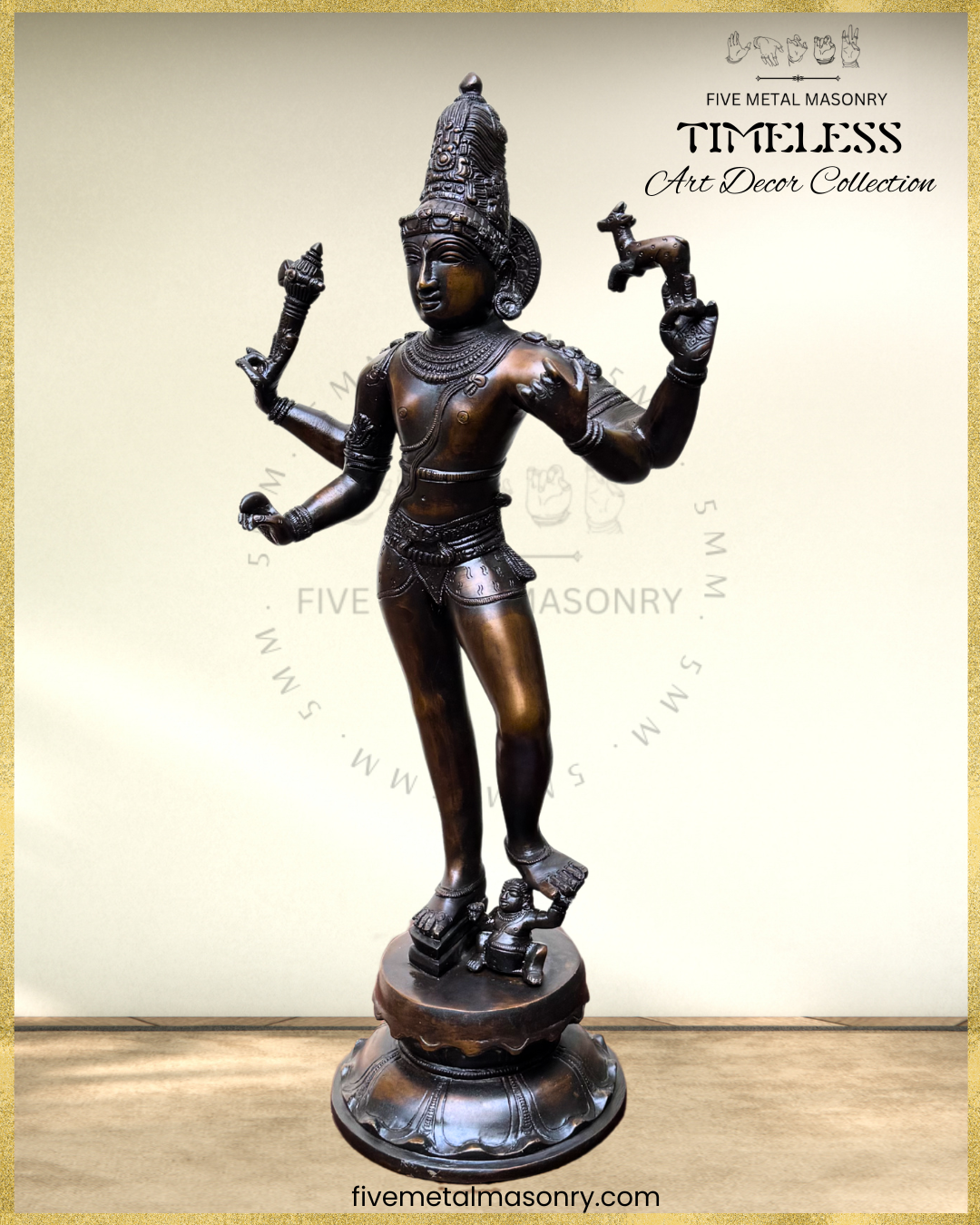 Tripurantaka Siva Bronze Panchaloha statue - Timeless Collection – Shilpa Sastra iconography, handcrafted lost wax casting – left facing view