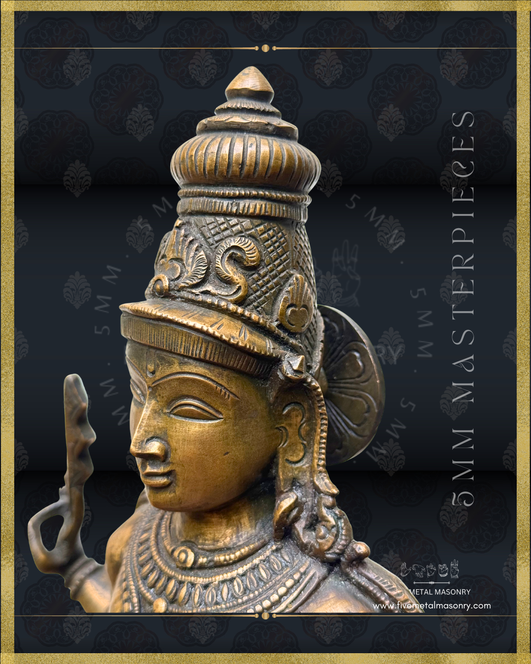 Murugan Panchaloha Bronze statue -  Masterpieces Collection - Iconography per Shilpa Sastra, handcrafted lost wax casting- face closeup view
