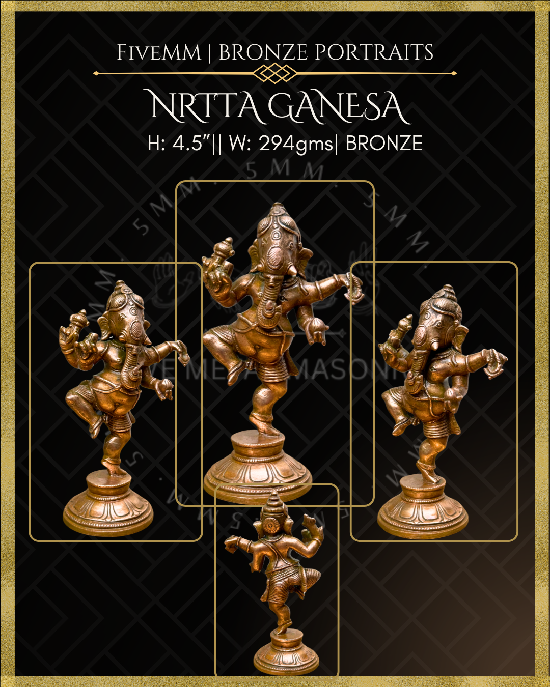 Nrtta(Dancing) Ganesa Antique Patina Ganesha Bronze Idols