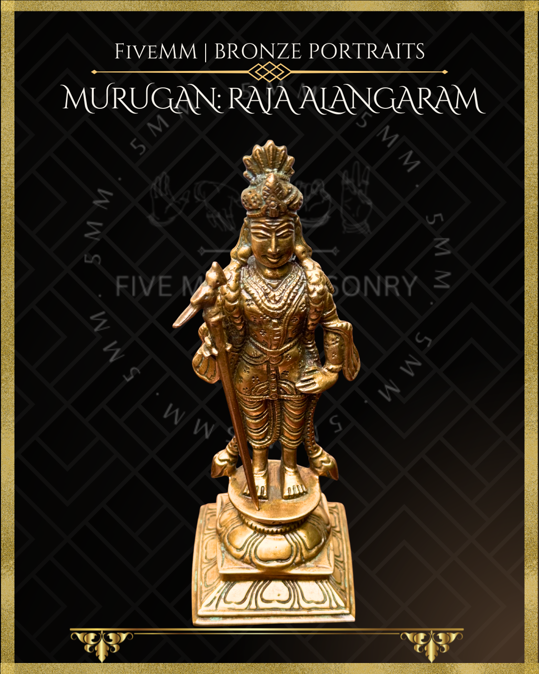 Raja Alangara Murugan Bronze Panchaloha statue – Shilpa Sastra iconography, handcrafted lost wax casting – Top angle view