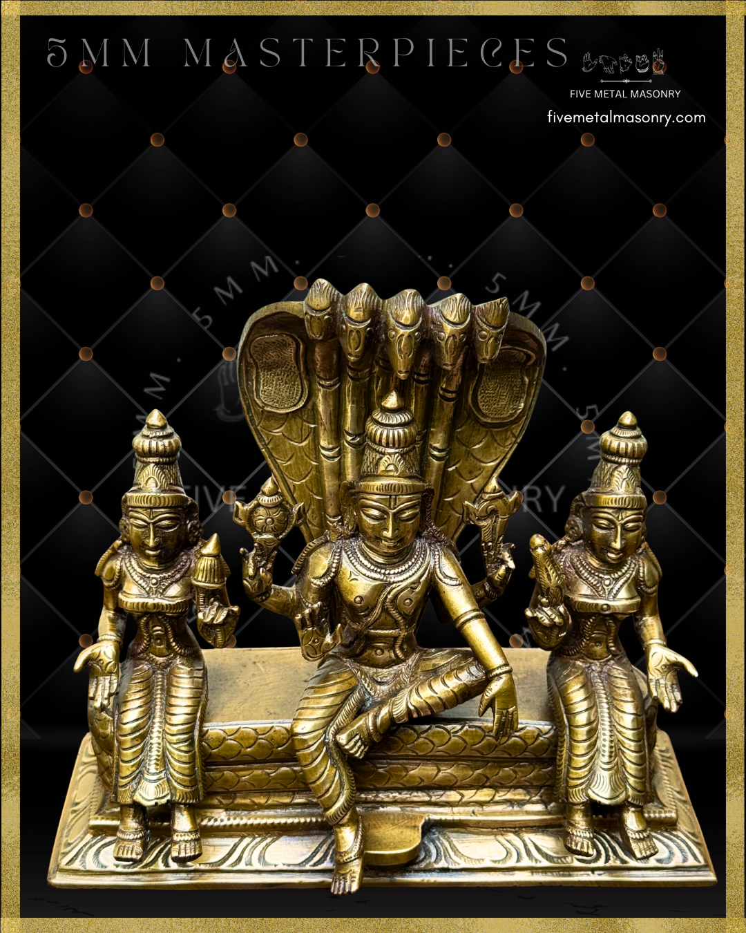 Vaikunta Narayana Set -Panchaloha Bronze statue -  Masterpieces Collection - Iconography per Shilpa Sastra, handcrafted lost wax casting – Top angle view