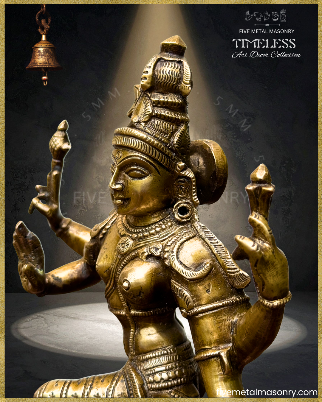 Ardhanarisvara Shiva Bronze Panchaloha statue - Timeless Collection – Shilpa Sastra iconography, handcrafted lost wax casting – left profile view