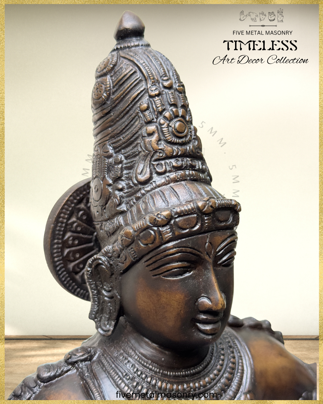 Tripurantaka Siva Bronze Panchaloha statue - Timeless Collection – Shilpa Sastra iconography, handcrafted lost wax casting – head profile view