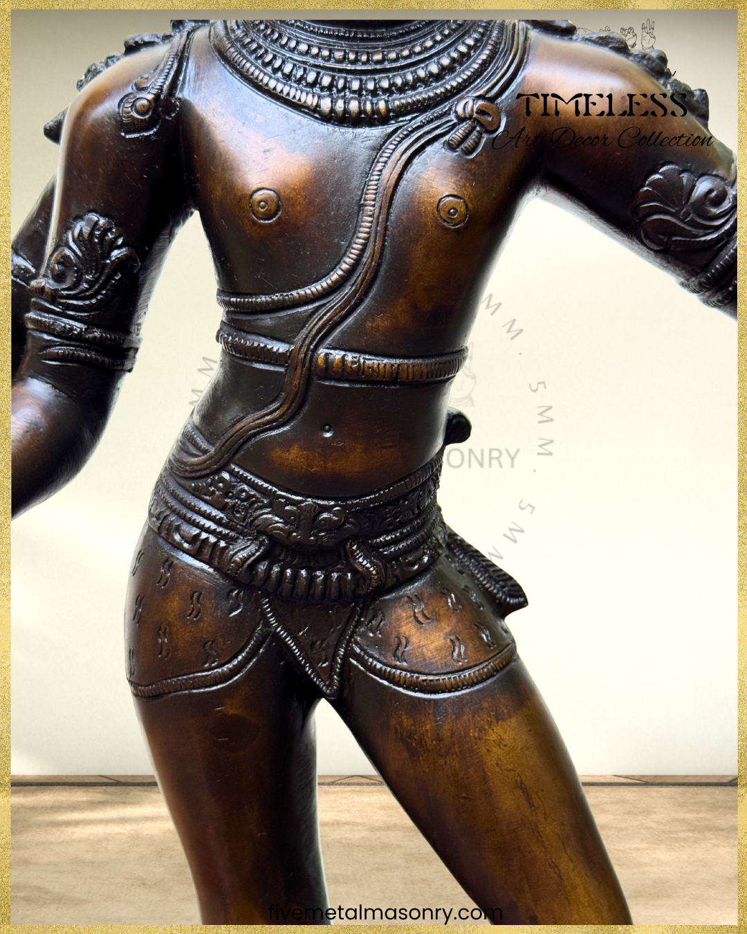 Tripurantaka Siva Bronze Panchaloha statue - Timeless Collection – Shilpa Sastra iconography, handcrafted lost wax casting – torso closeup view