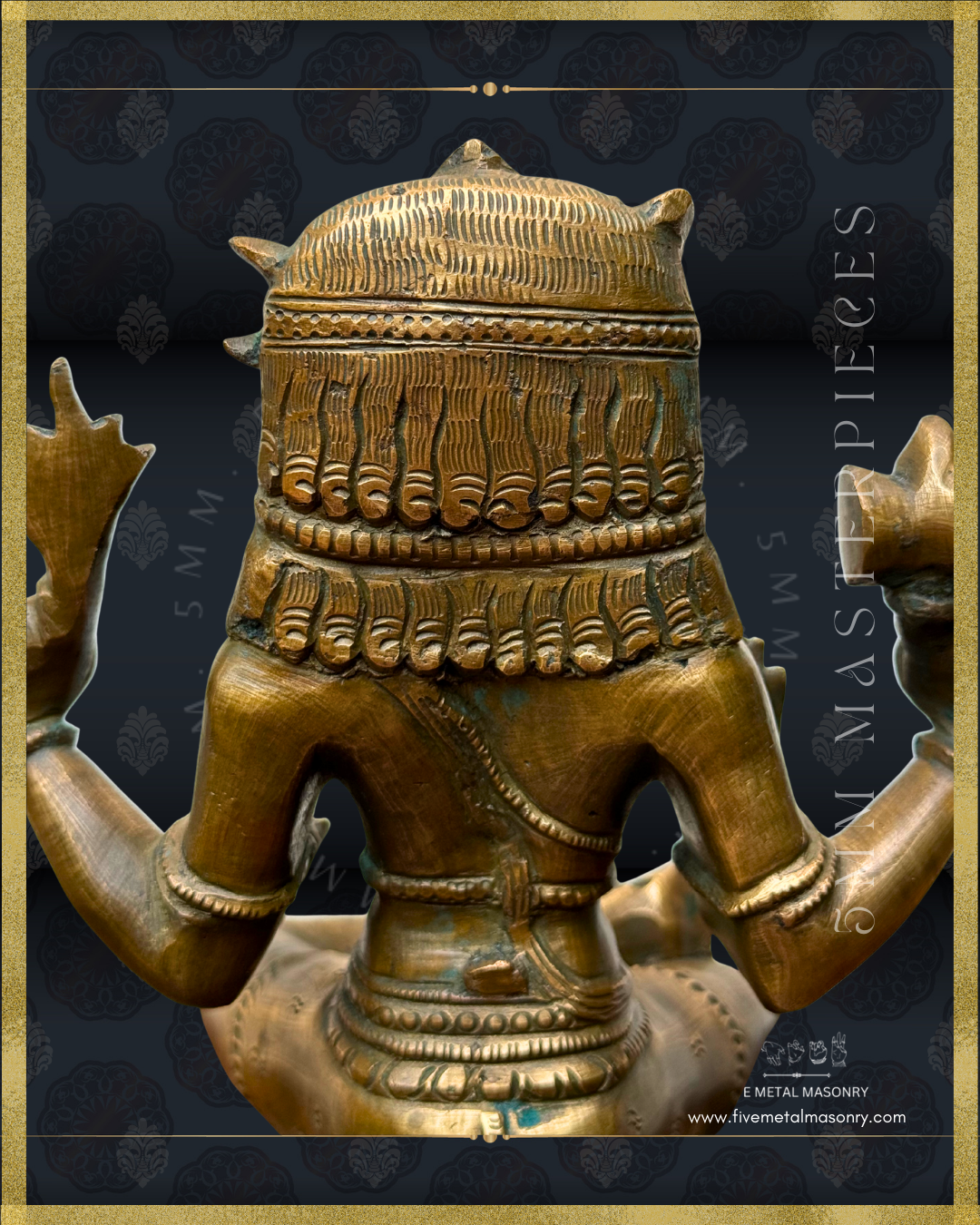 Dakshinamurti Shiva Panchaloha Bronze statue -  Masterpieces Collection - Iconography per Shilpa Sastra, handcrafted lost wax casting- rear close up view