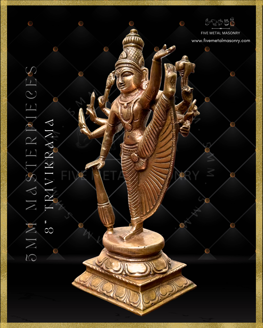 Vishnu-Trivikrama-Ulagalantha PerumalPanchaloha Bronze statue – Shilpa Sastra iconography, handcrafted lost wax casting – Left facing view