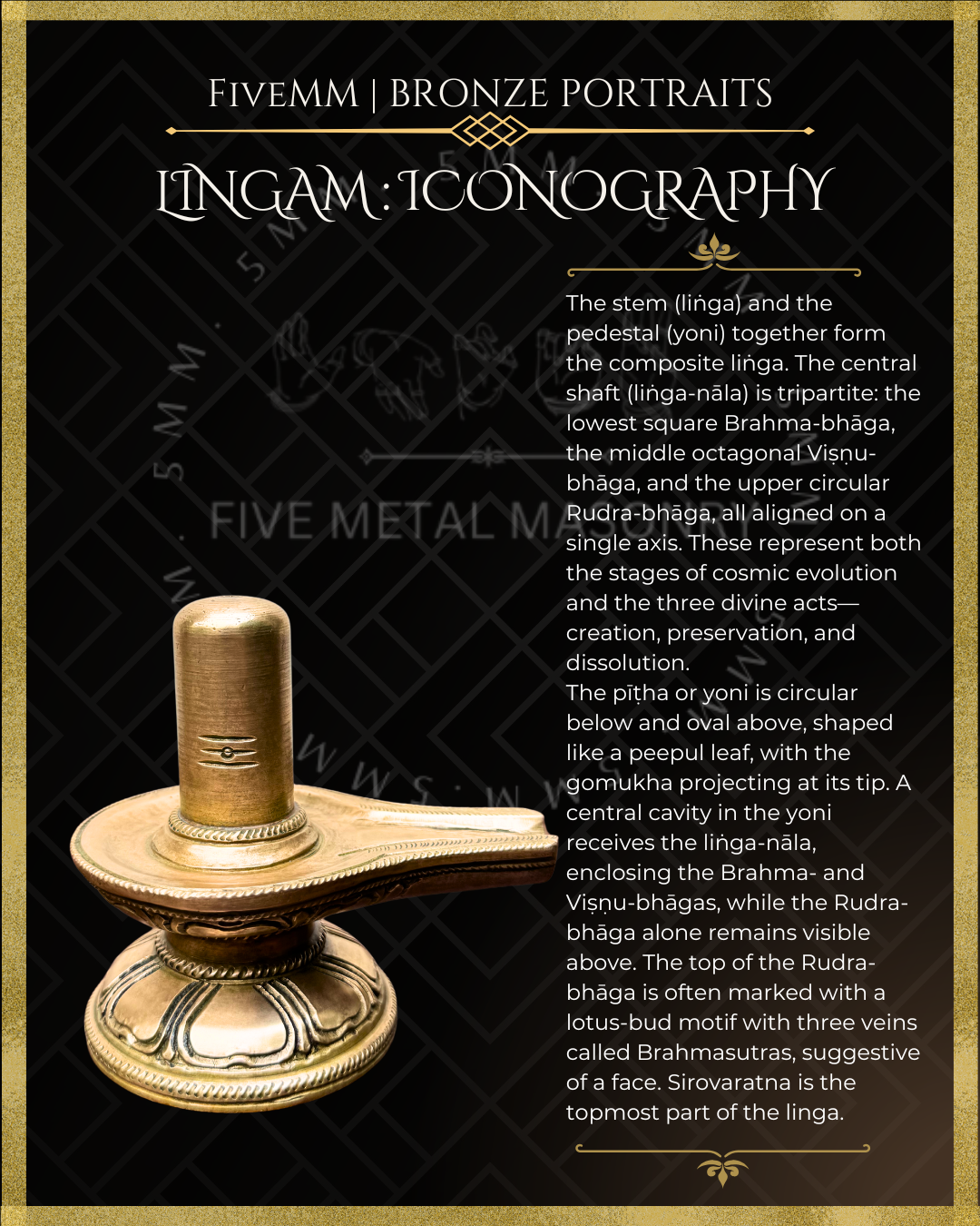 Shiva Lingam Panchaloha Bronze statue – per Shilpa Sastra iconography, handcrafted by lost wax casting – iconographic description