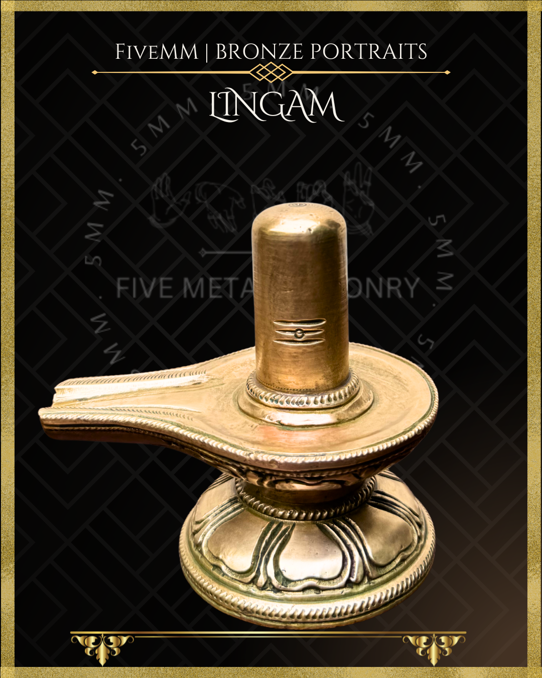 Shiva Lingam Panchaloha Bronze statue – per Shilpa Sastra iconography, handcrafted by lost wax casting – Front view