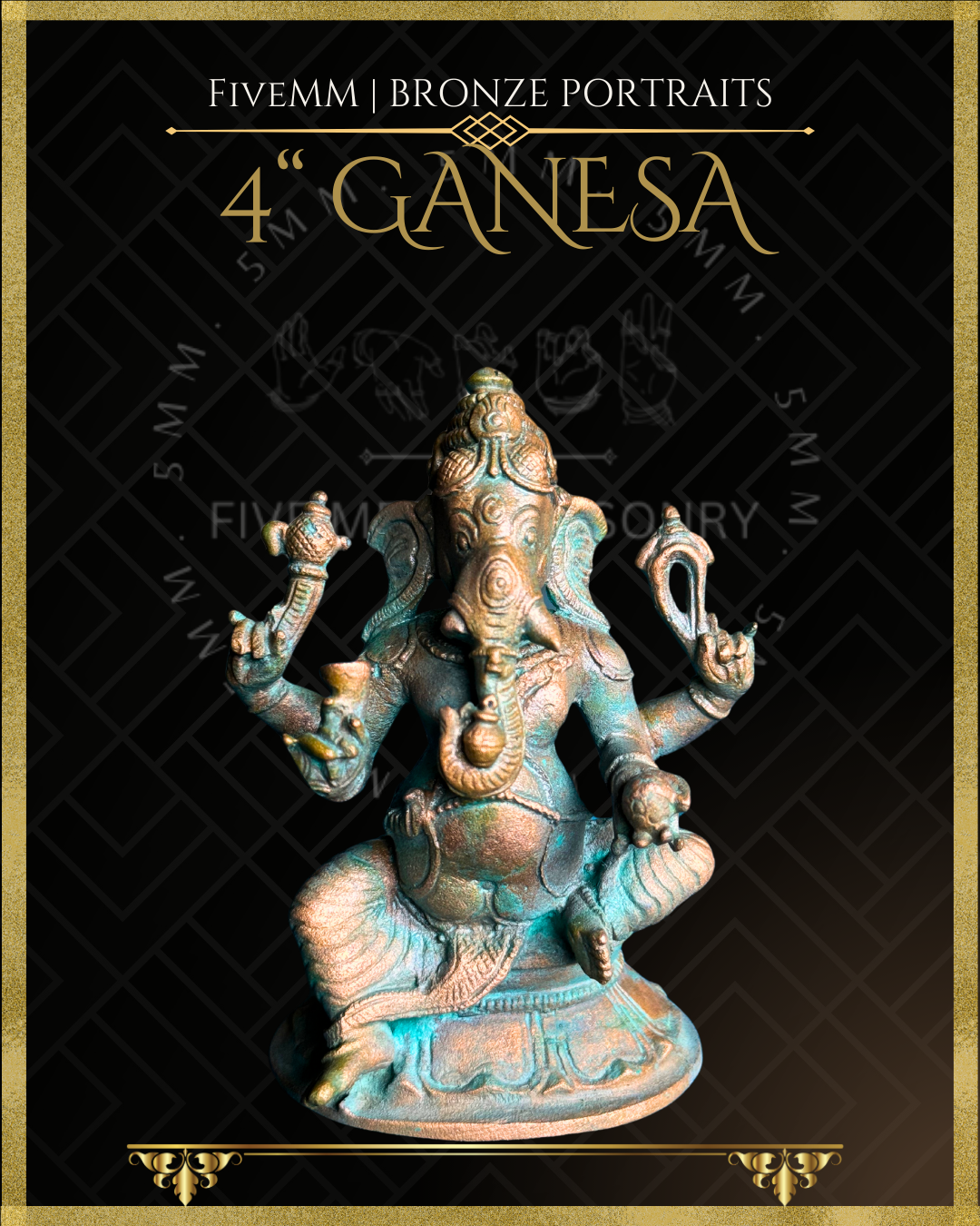 4" Ganesa Antique Patina (Trunk:Right)