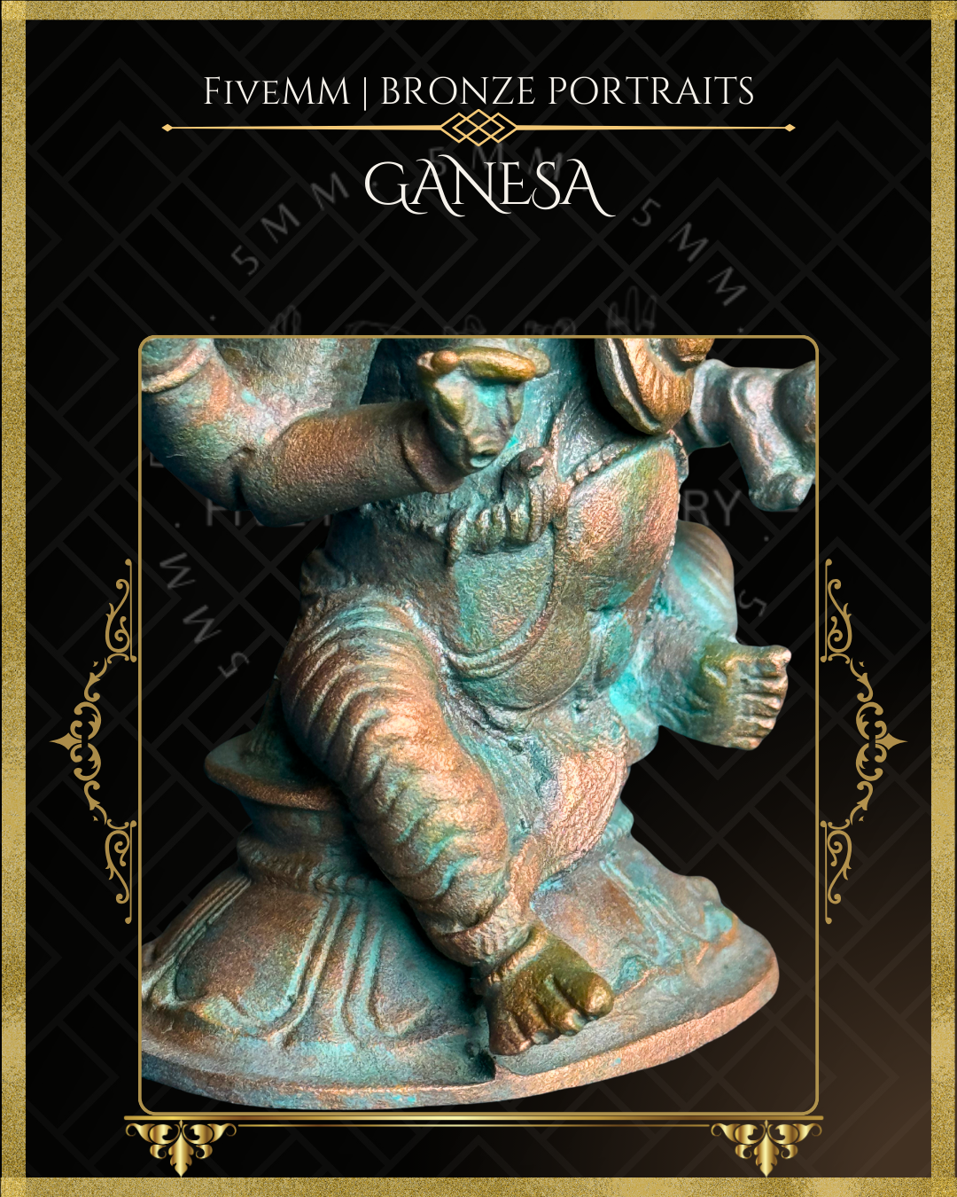 4" Ganesa Antique Patina (Trunk:Right)