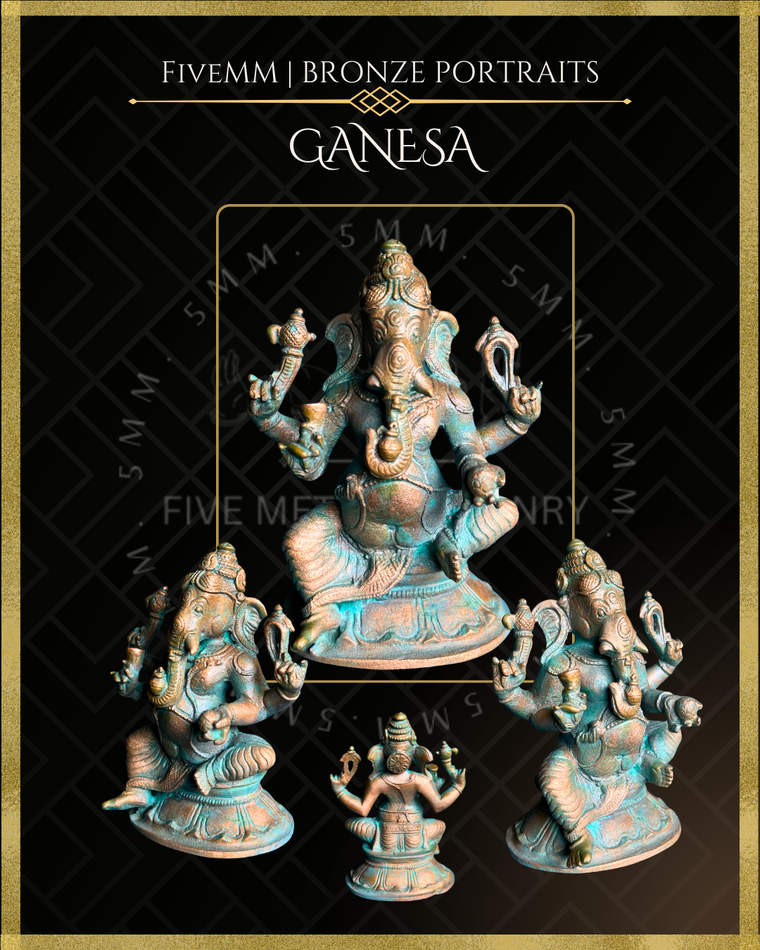 4" Ganesa Antique Patina (Trunk:Right)