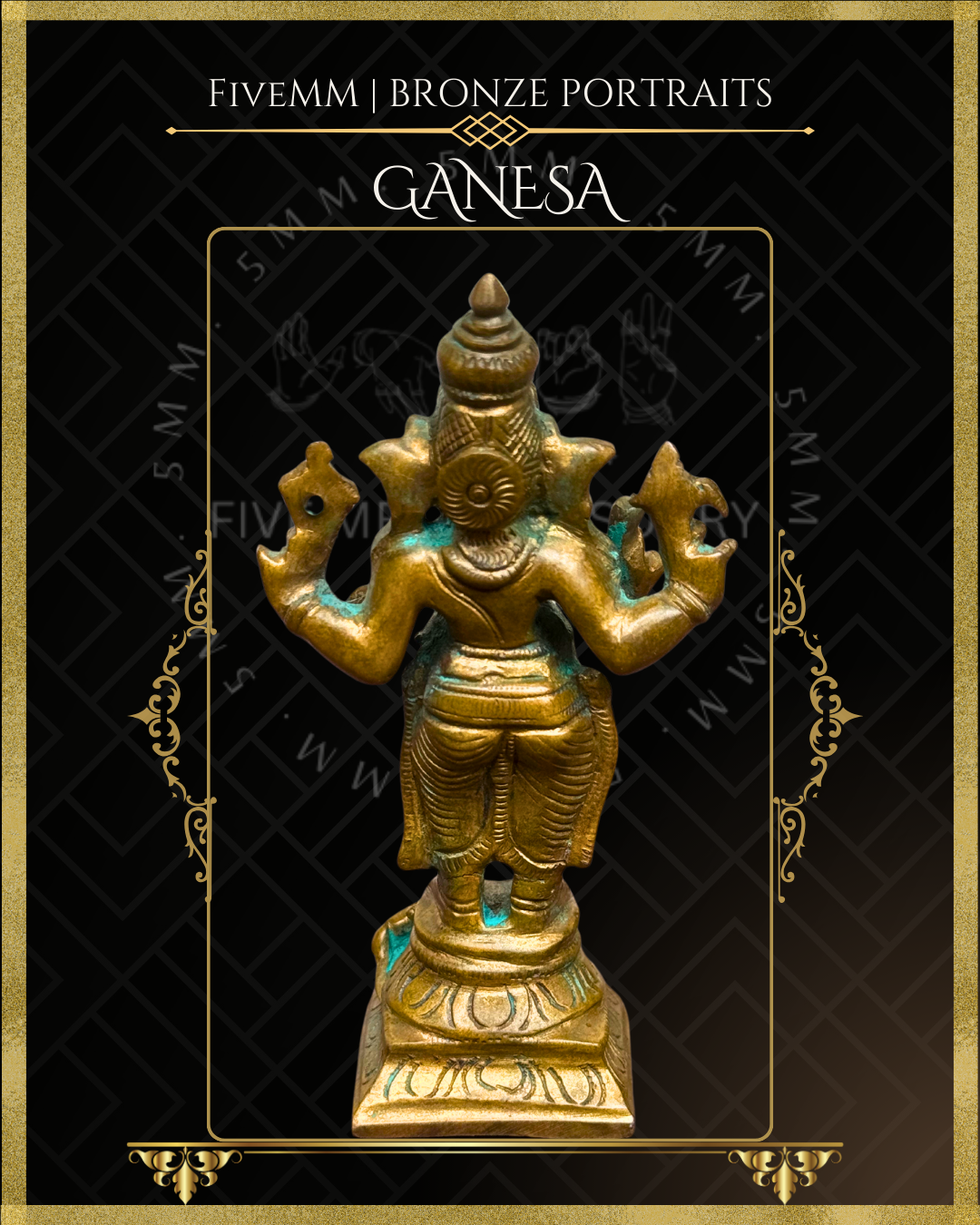 4" Ganesa Standing Antique Patina