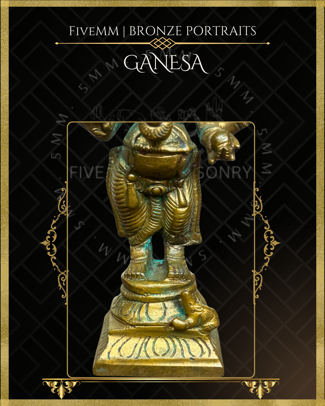 4" Ganesa Standing Antique Patina