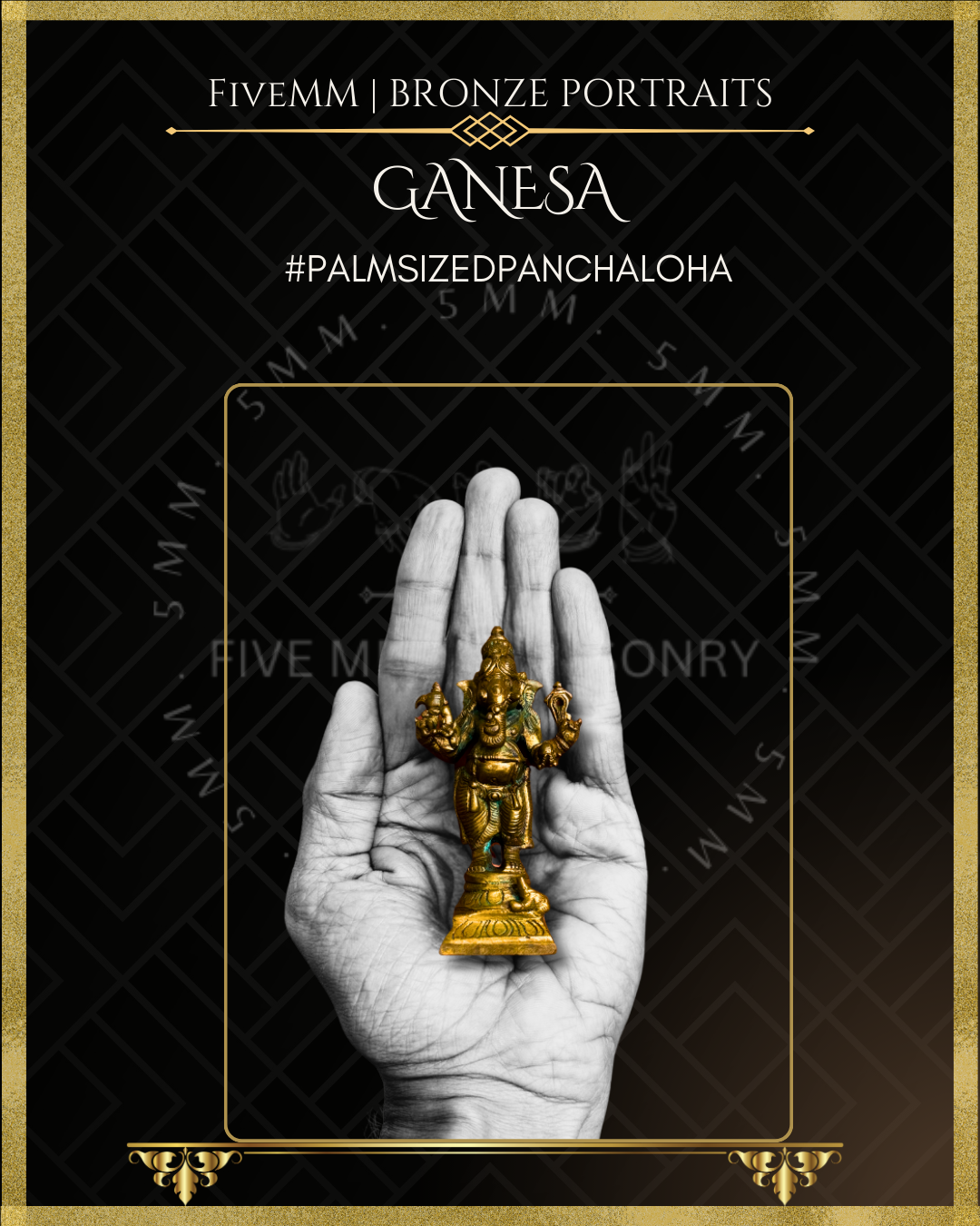 4" Ganesa Standing Antique Patina