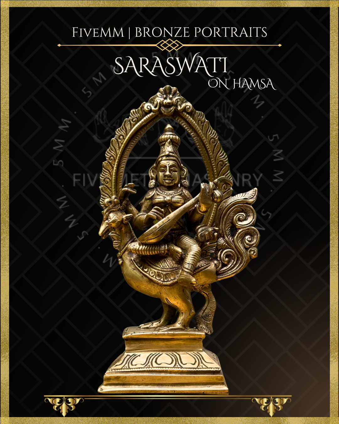 8" Saraswati seated on Hamsa