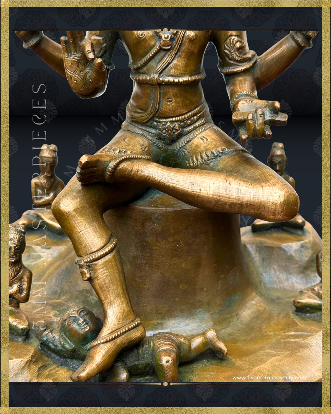 Dakshinamurti Shiva Panchaloha Bronze statue -  Masterpieces Collection - Iconography per Shilpa Sastra, handcrafted lost wax casting- body close up view