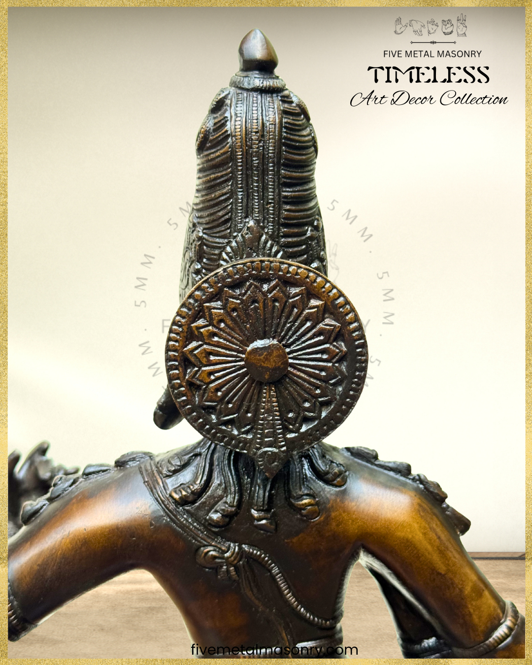 Tripurantaka Siva Bronze Panchaloha statue - Timeless Collection – Shilpa Sastra iconography, handcrafted lost wax casting – rear head closeup view