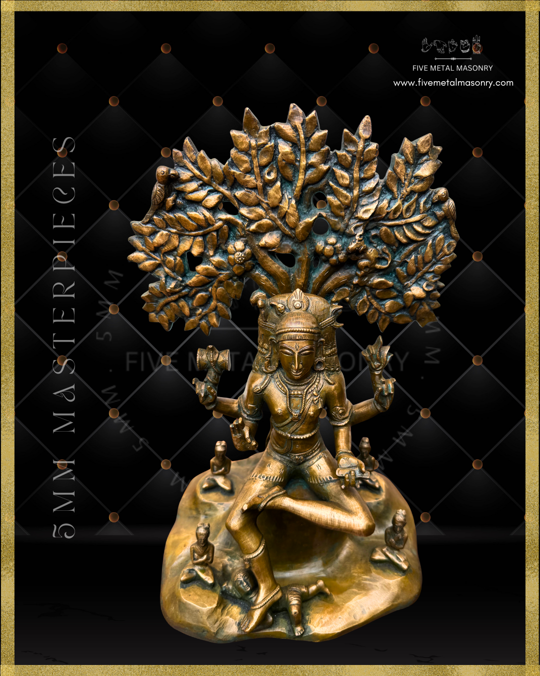 Dakshinamurti Shiva Panchaloha Bronze statue -  Masterpieces Collection - Iconography per Shilpa Sastra, handcrafted lost wax casting-top angle view