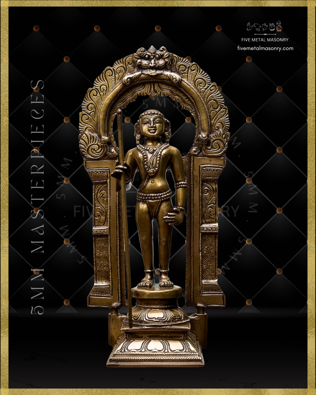 Projection view of Dhandayudhapani Murugan Bronze statue -  Masterpieces Collection - Iconography per Shilpa Sastra, handcrafted lost wax casting