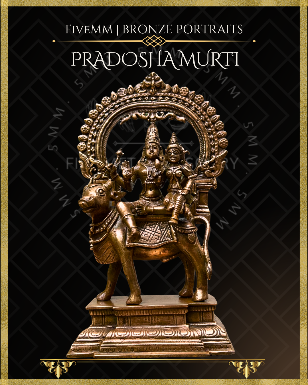 8” Pradosha Murti - Shiva and Uma sitting on Nandi