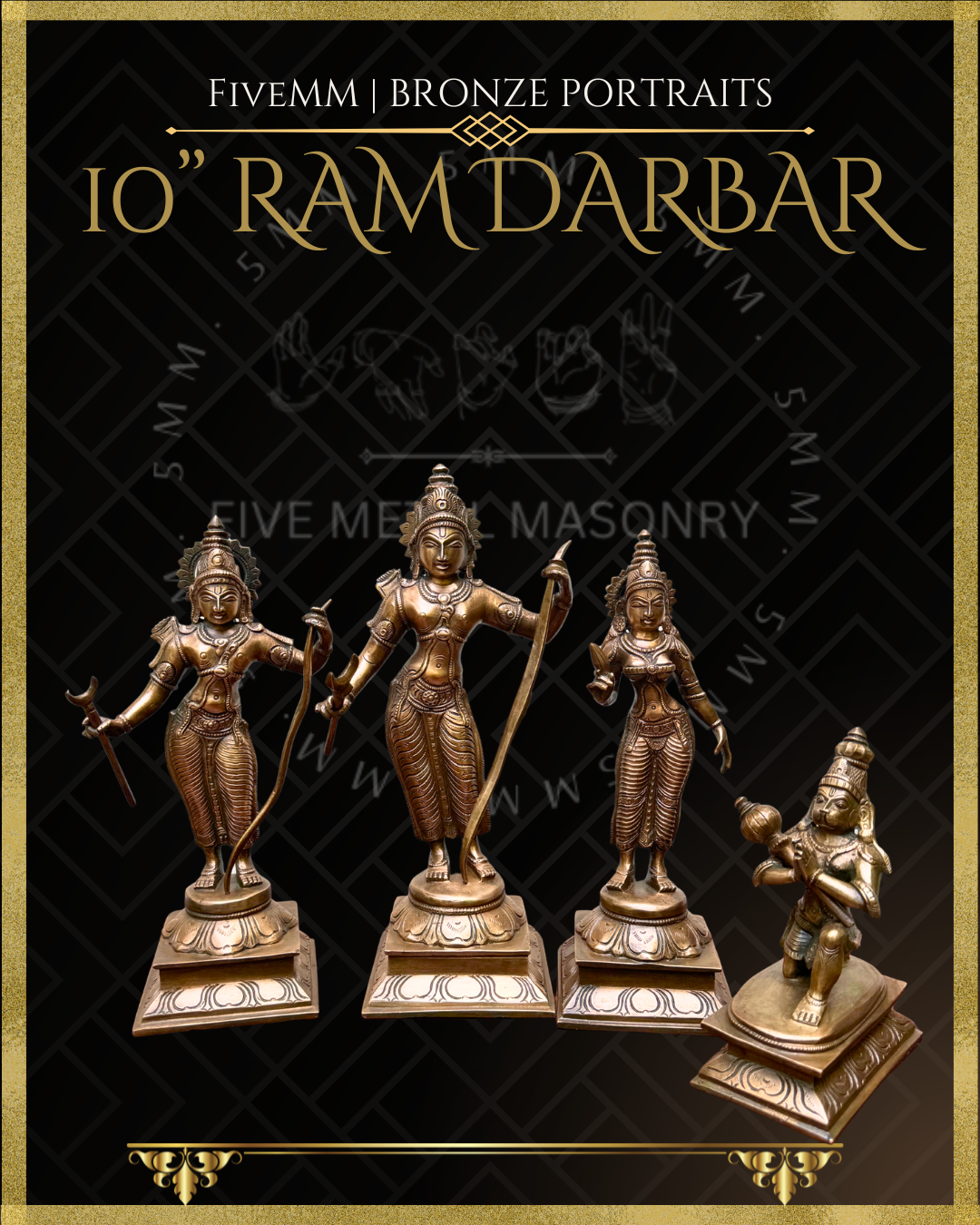 Ram Darbar Panchaloha Bronze Icon Set - 10"