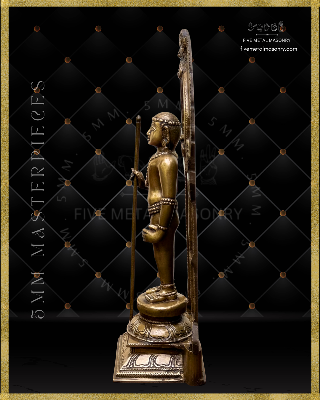 Dhandayudhapani Murugan Panchaloha Bronze statue -  Masterpieces Collection - Iconography per Shilpa Sastra, handcrafted lost wax casting- side profile