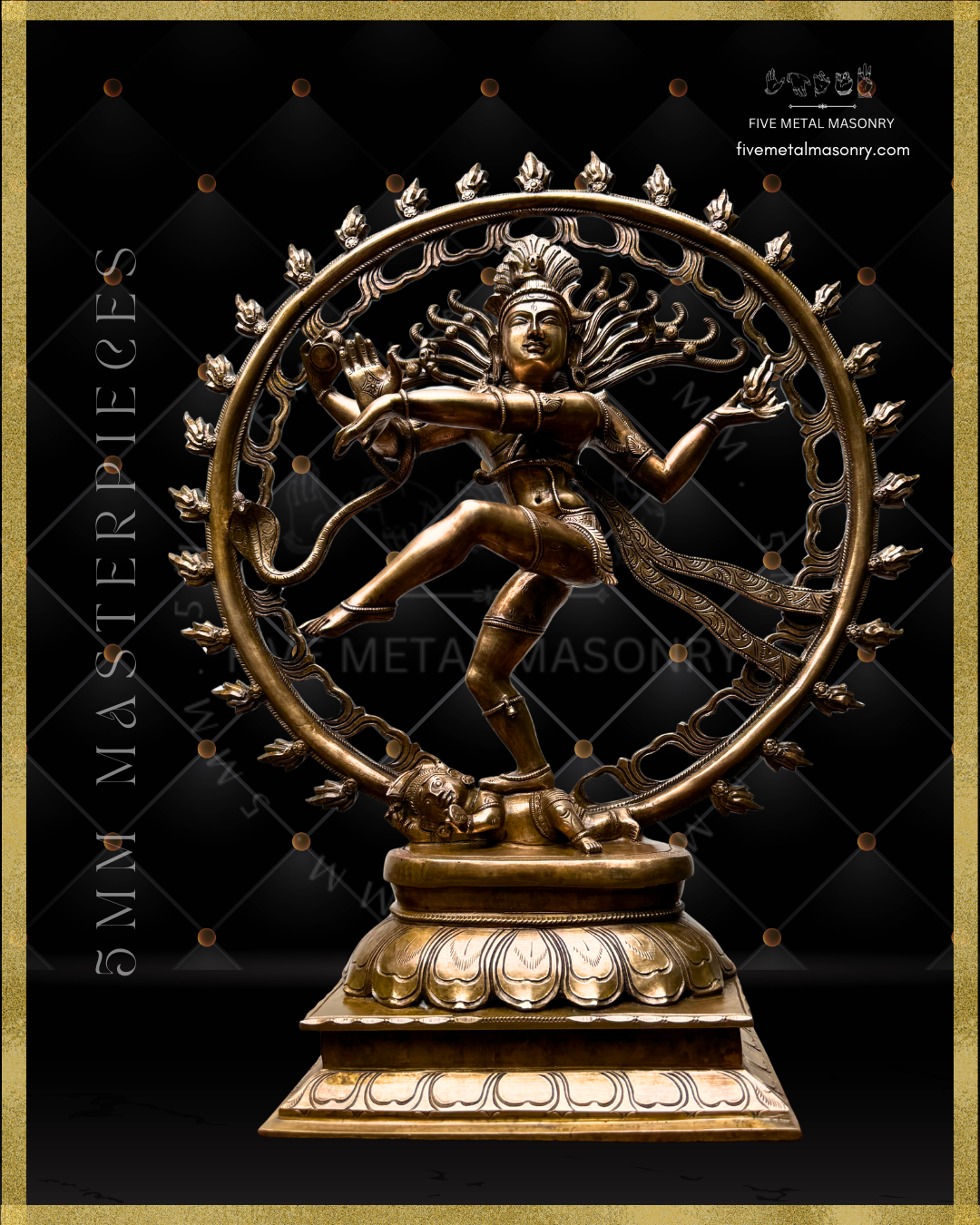 Projected view of Nataraja Panchaloha bronze icon from the 5MM Masterpieces collection, shown in ananda-tandava in South Indian iconographic tradition