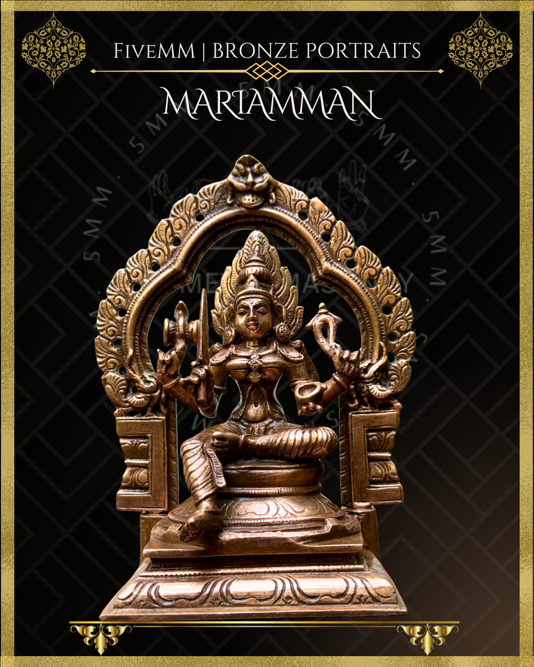 Mariamman Panchaloha Bronze statue – Shilpa Sastra iconography, handcrafted lost wax casting – Bottom angle view