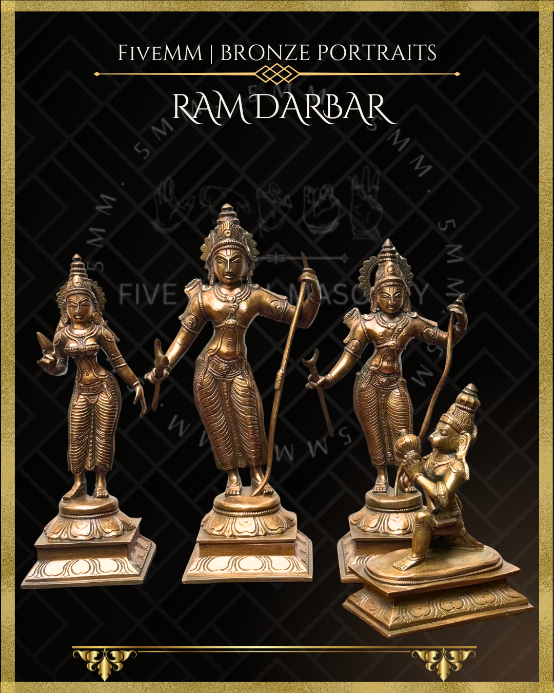 Ram Darbar Panchaloha Bronze Icon Set - 10"