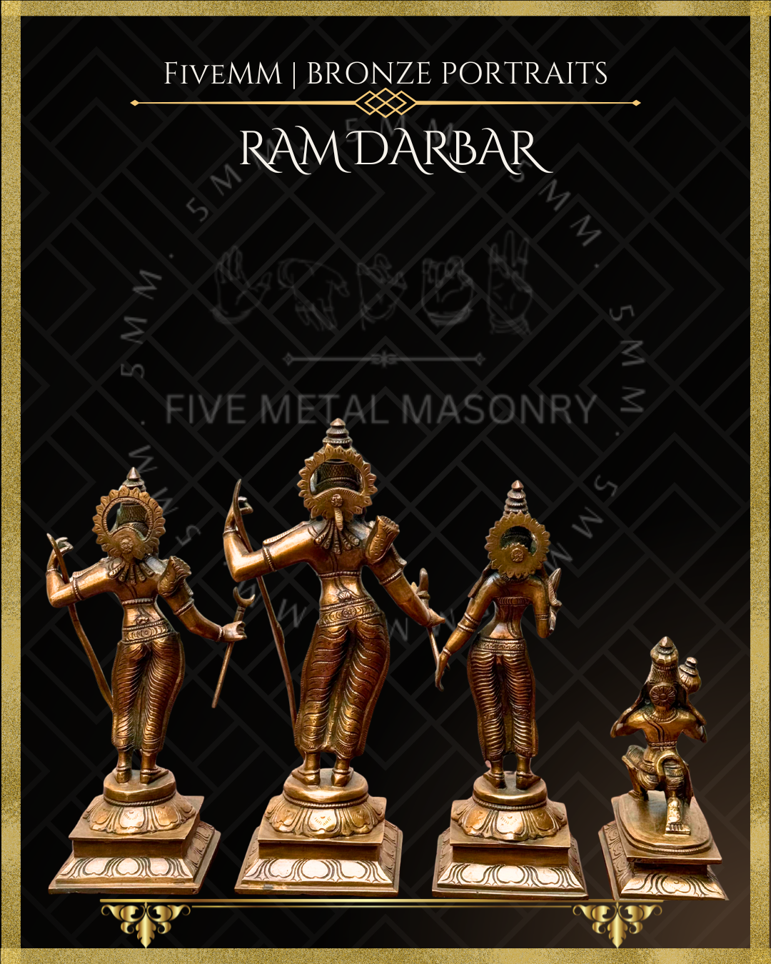 Ram Darbar Panchaloha Bronze Icon Set - 10"