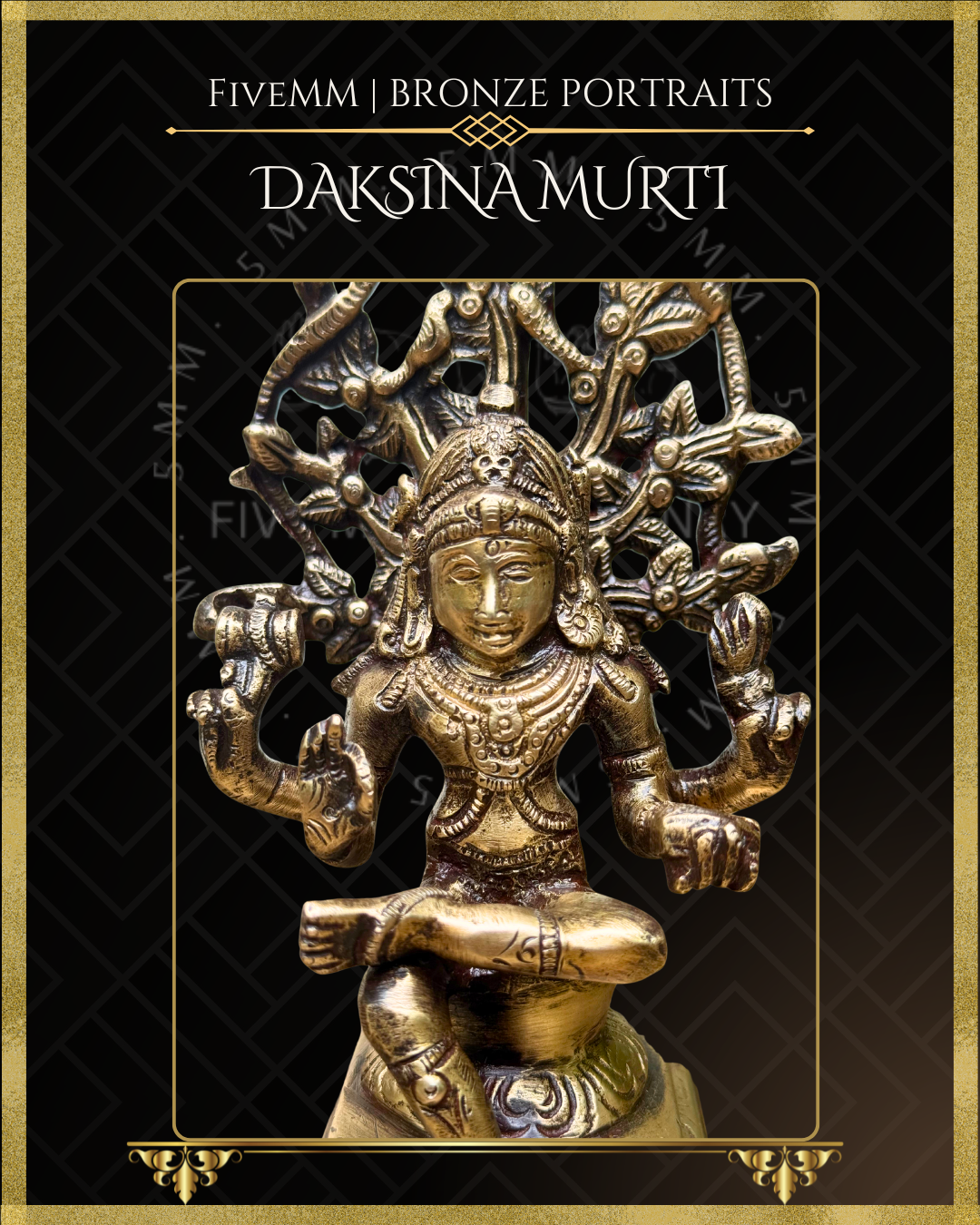 Dakshinamurti Shiva Panchaloha  Bronze statue – Shilpa Sastra iconography, handcrafted lost wax casting – Close up view