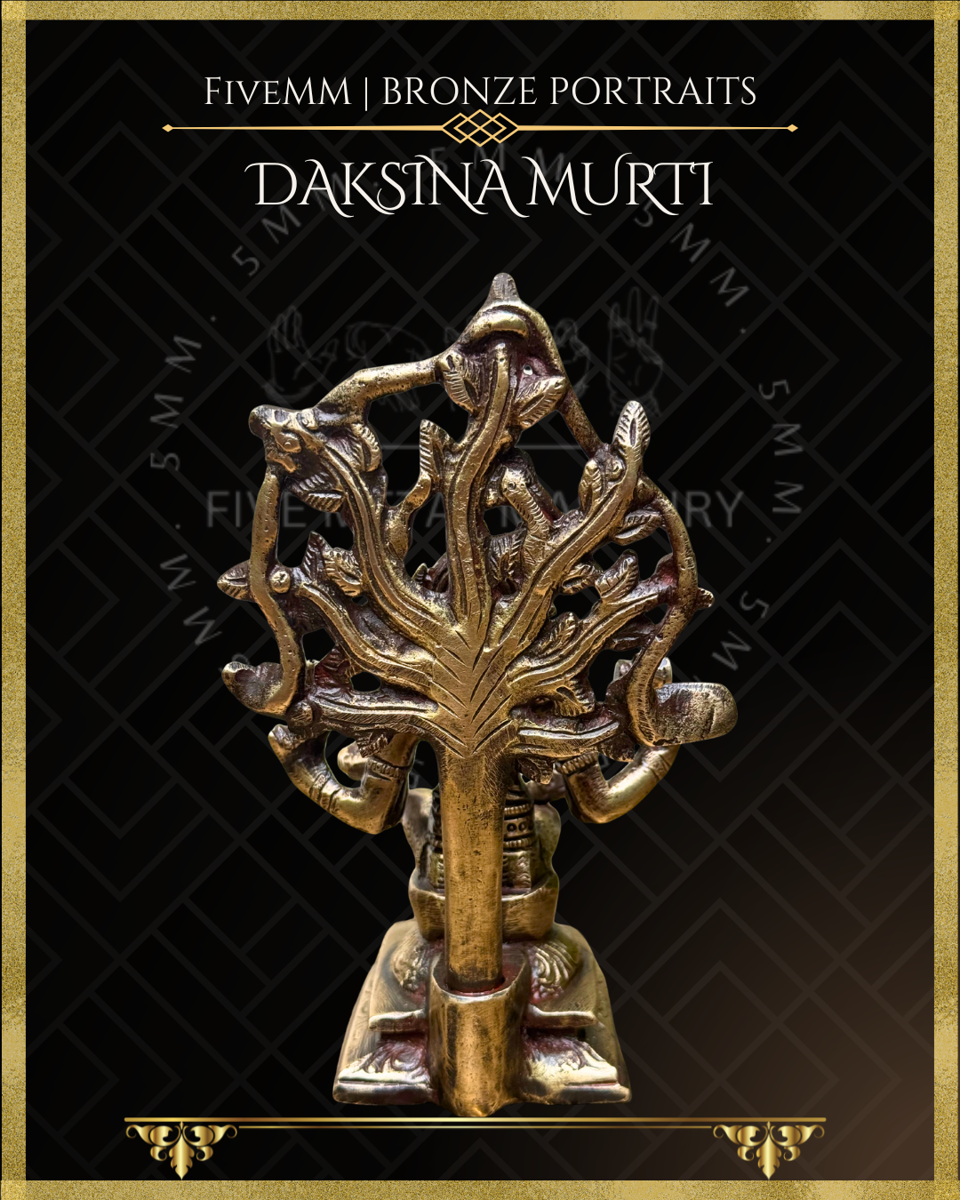 Dakshinamurti Shiva Panchaloha  Bronze statue – Shilpa Sastra iconography, handcrafted lost wax casting – Back view