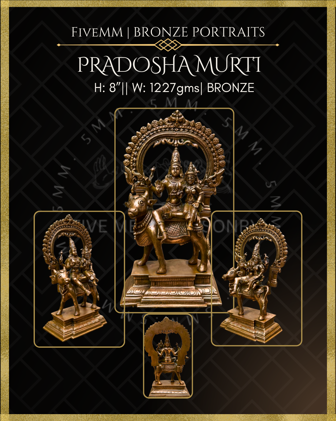 8” Pradosha Murti - Shiva and Uma sitting on Nandi