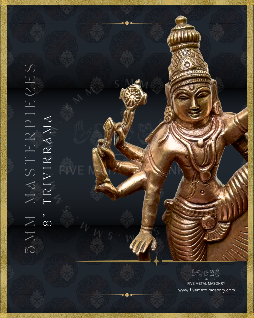 Vishnu-Trivikrama-Ulagalantha PerumalPanchaloha Bronze statue – Shilpa Sastra iconography, handcrafted lost wax casting – Closeup view