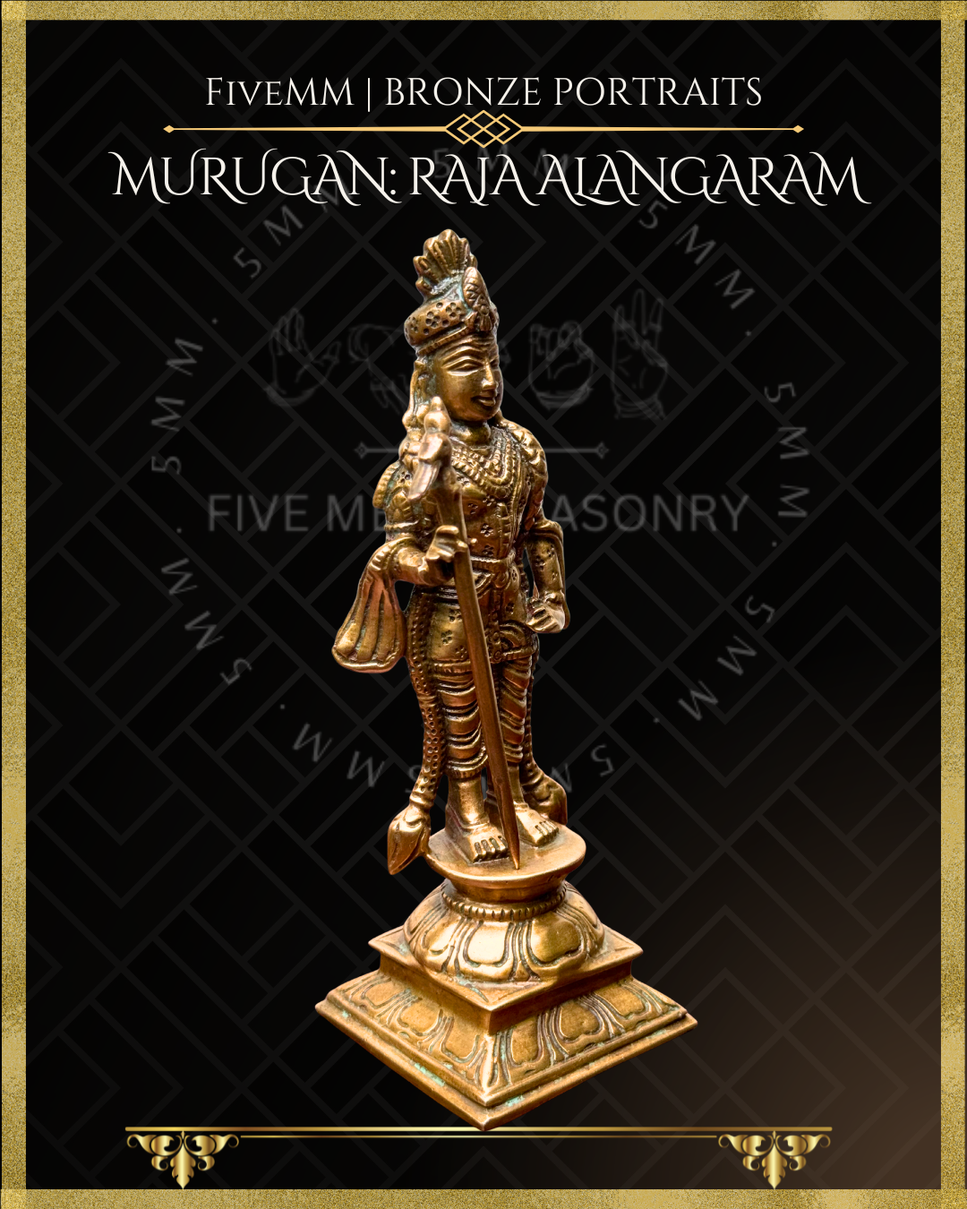 Raja Alangara Murugan Bronze Panchaloha statue – Shilpa Sastra iconography, handcrafted lost wax casting – Right facing view