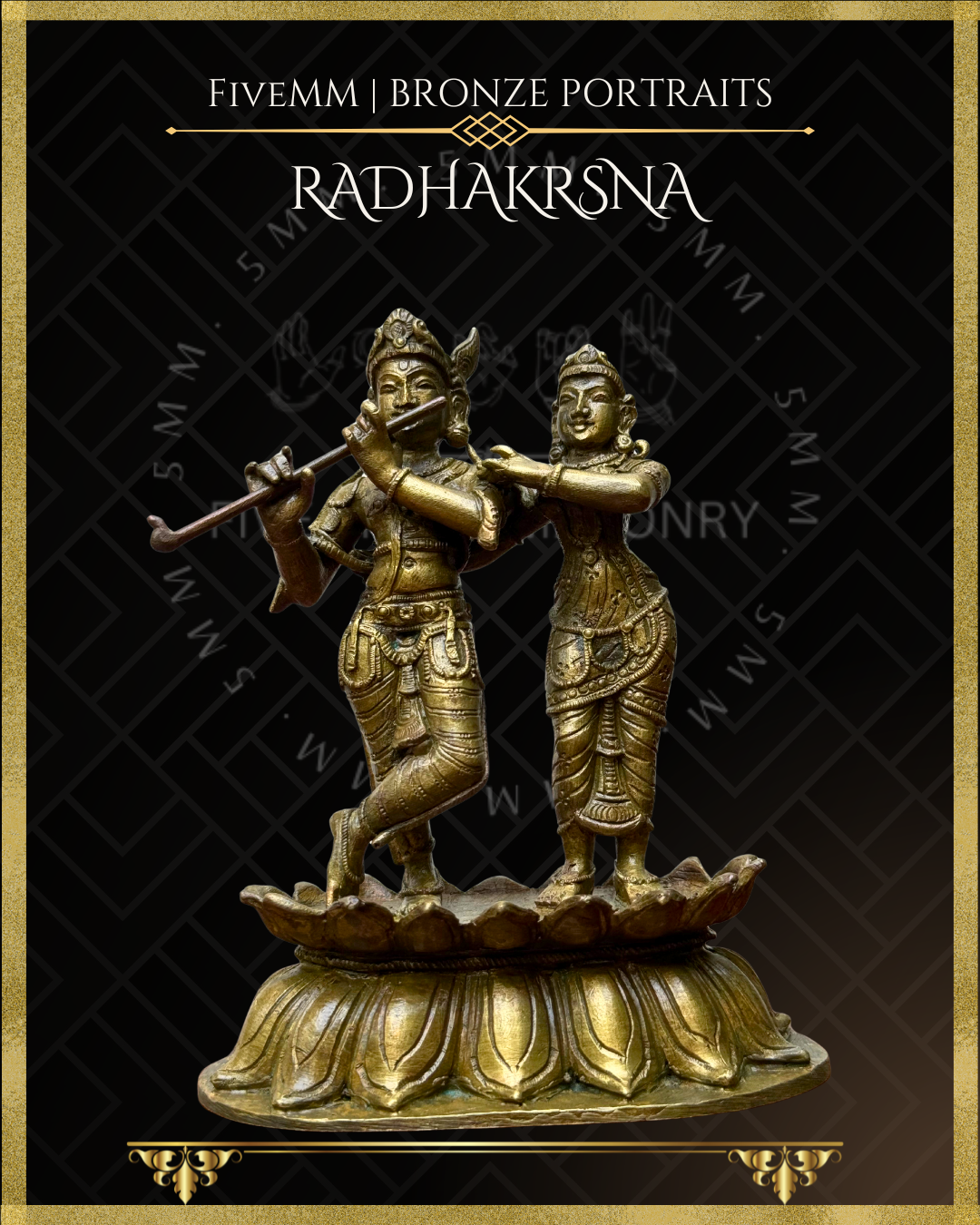 Radha Krishna Panchaloha Bronze statue – Shilpa Sastra iconography, handcrafted lost wax casting – Bottom up angle view