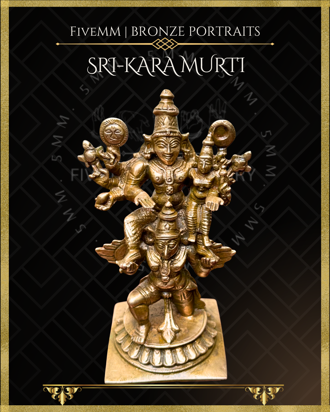 Bronze Panchaloha statue of Vishnu with Lakshmi seated on Garuda -Top angle view