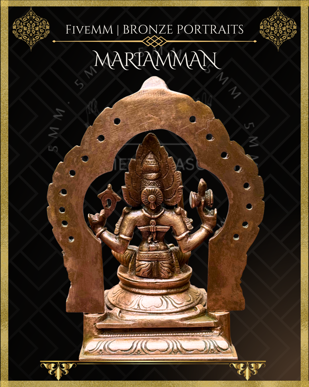 Mariamman Panchaloha Bronze statue – Shilpa Sastra iconography, handcrafted lost wax casting – Back view