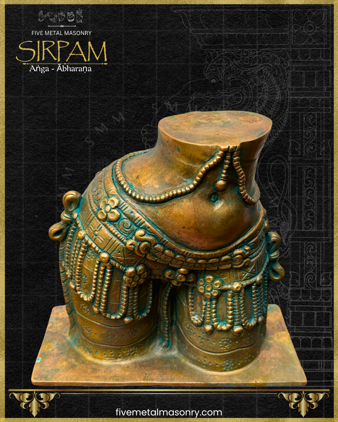 Uma/Parvati’s Torso Bronze sculpture – Sirpam Collection - Iconography per Shilpa Sastra, Handcrafted lost wax casting – Top view