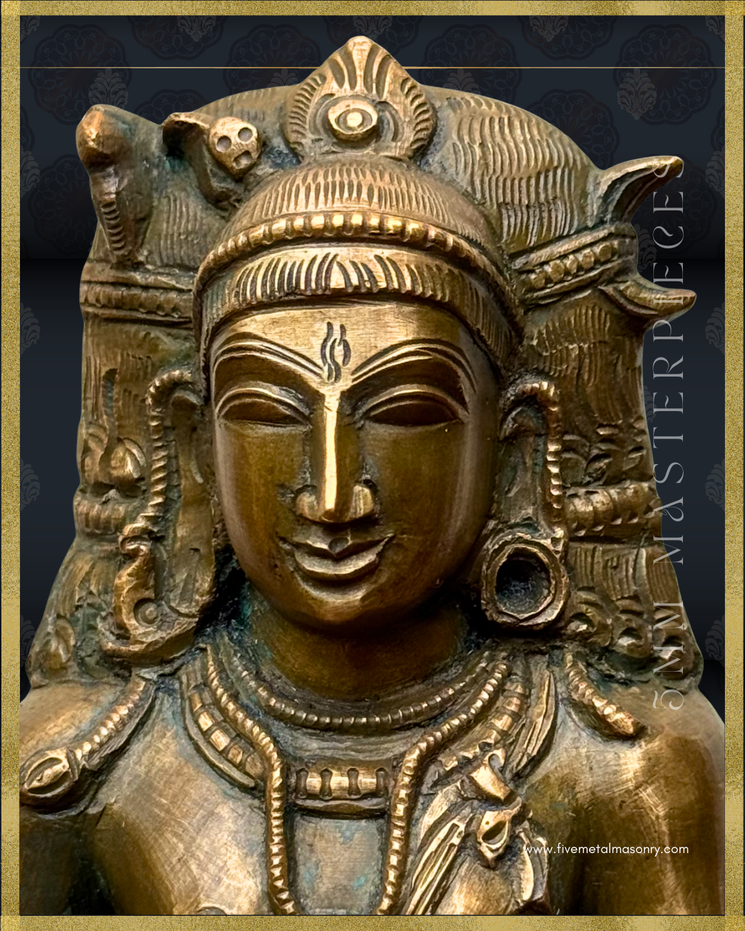 Dakshinamurti Shiva Panchaloha Bronze statue -  Masterpieces Collection - Iconography per Shilpa Sastra, handcrafted lost wax casting-close up view