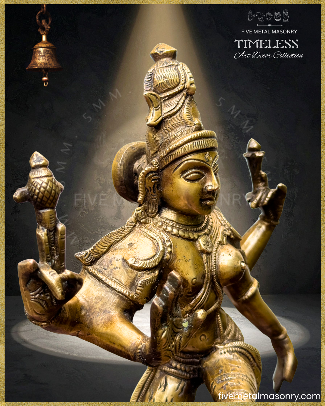 Ardhanarisvara Shiva Bronze Panchaloha statue - Timeless Collection – Shilpa Sastra iconography, handcrafted lost wax casting – Right profile view