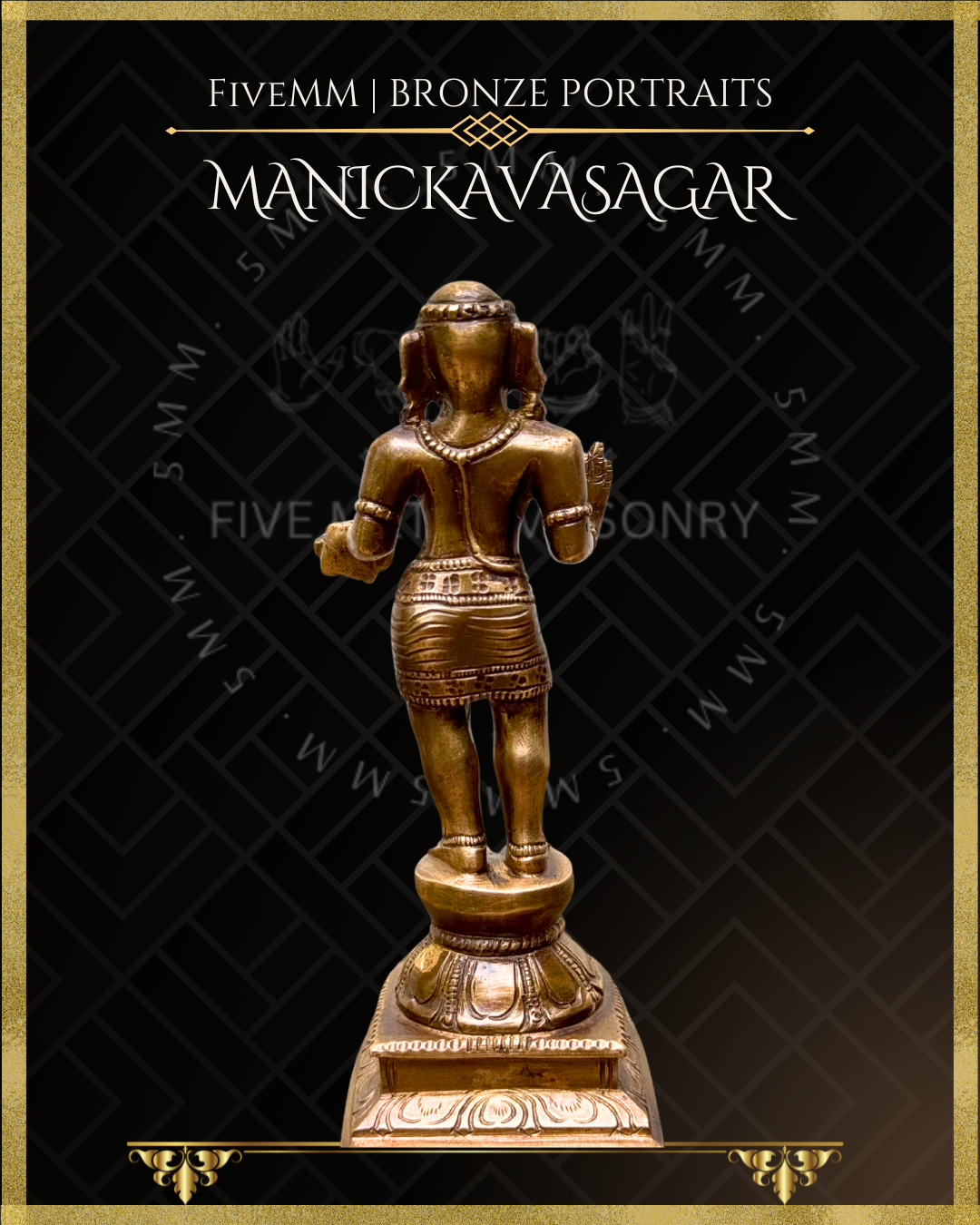 Manickavasagar Panchaloha Bronze statue – Shilpa Sastra iconography, handcrafted lost wax casting – Back view