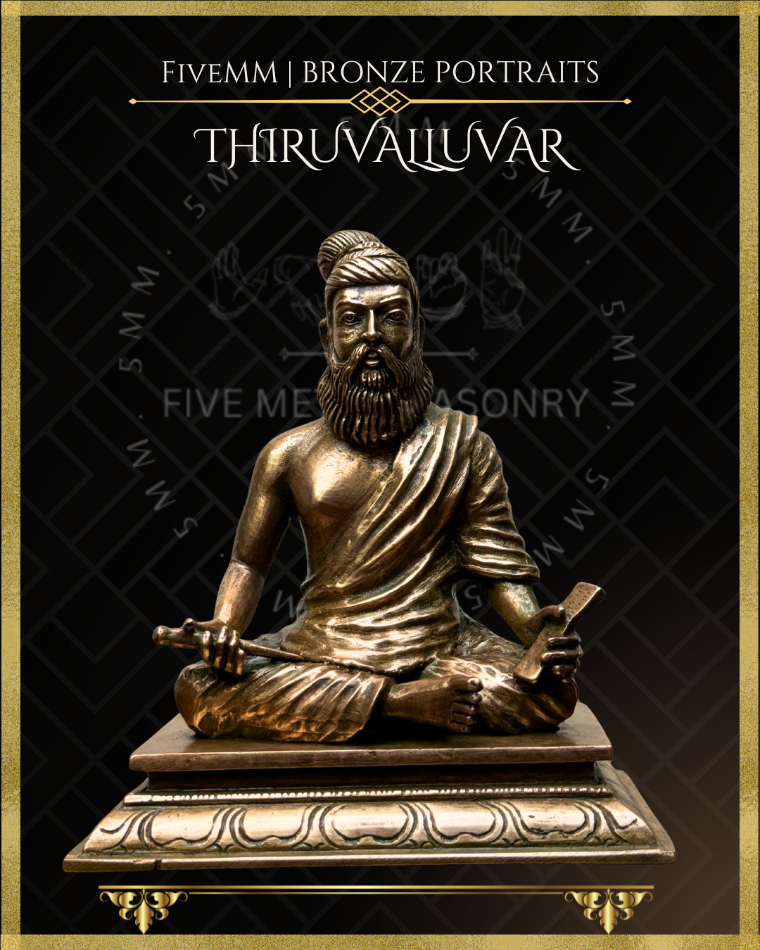 Thiruvalluvar Panchaloha Bronze statue – Shilpa Sastra iconography, handcrafted lost wax casting – Projected view