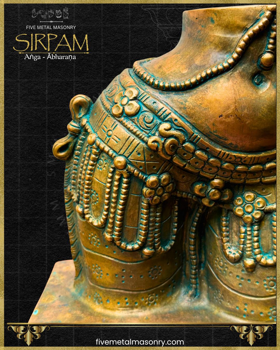 Uma/Parvati’s Torso Bronze sculpture – Sirpam Collection - Iconography per Shilpa Sastra, Handcrafted lost wax casting – Closeup front view