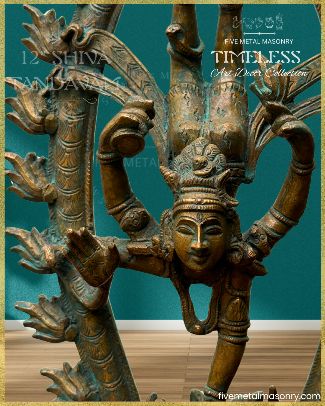 Shiva Tandavam Bronze Panchaloha statue – Timeless Collection - Iconography per Shilpa Sastra, Handcrafted lost wax casting – Face Closeup
