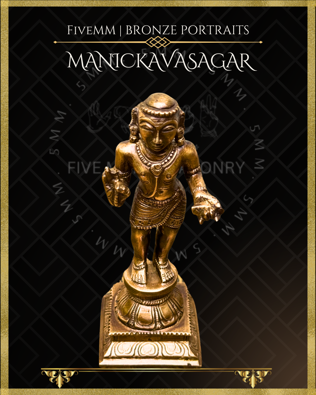 Manickavasagar Panchaloha Bronze statue – Shilpa Sastra iconography, handcrafted lost wax casting – Top angle view