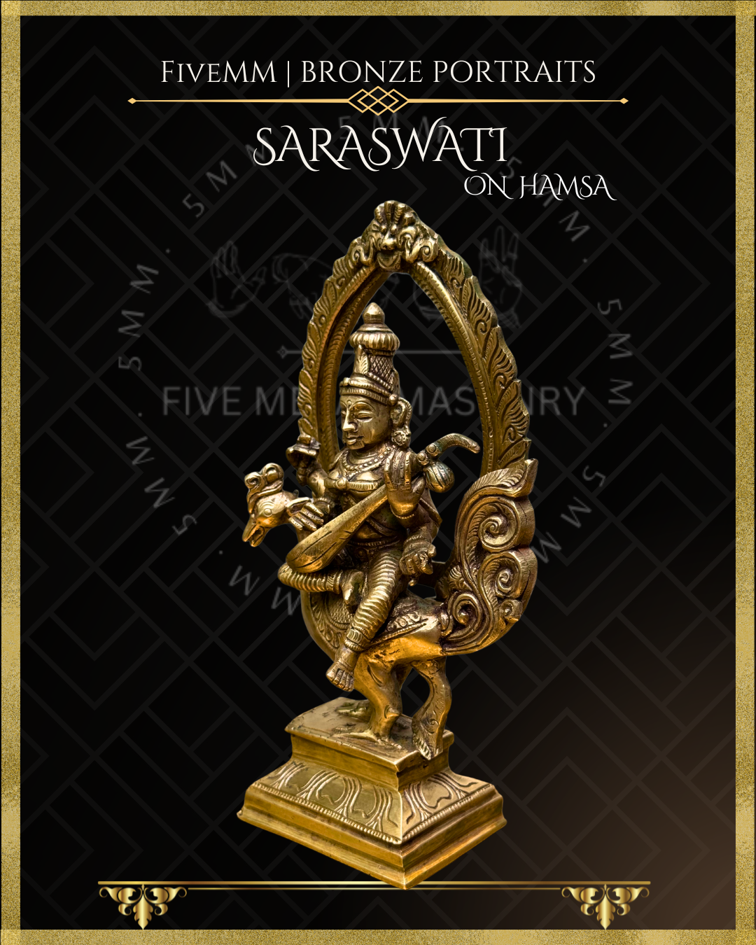 8" Saraswati seated on Hamsa