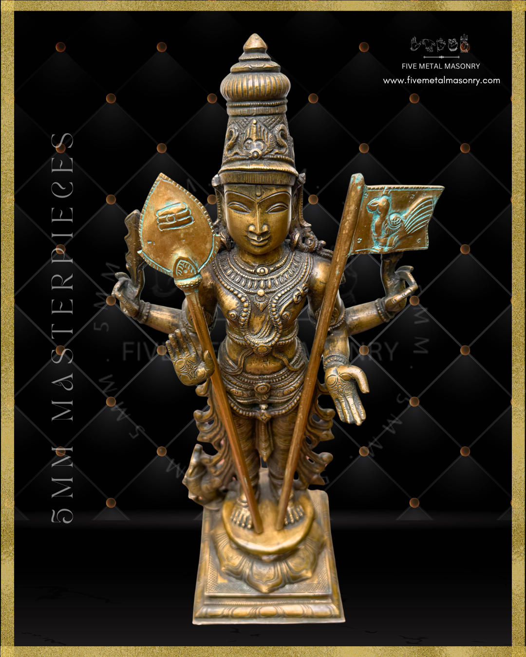Murugan Panchaloha Bronze statue -  Masterpieces Collection - Iconography per Shilpa Sastra, handcrafted lost wax casting- top angle view