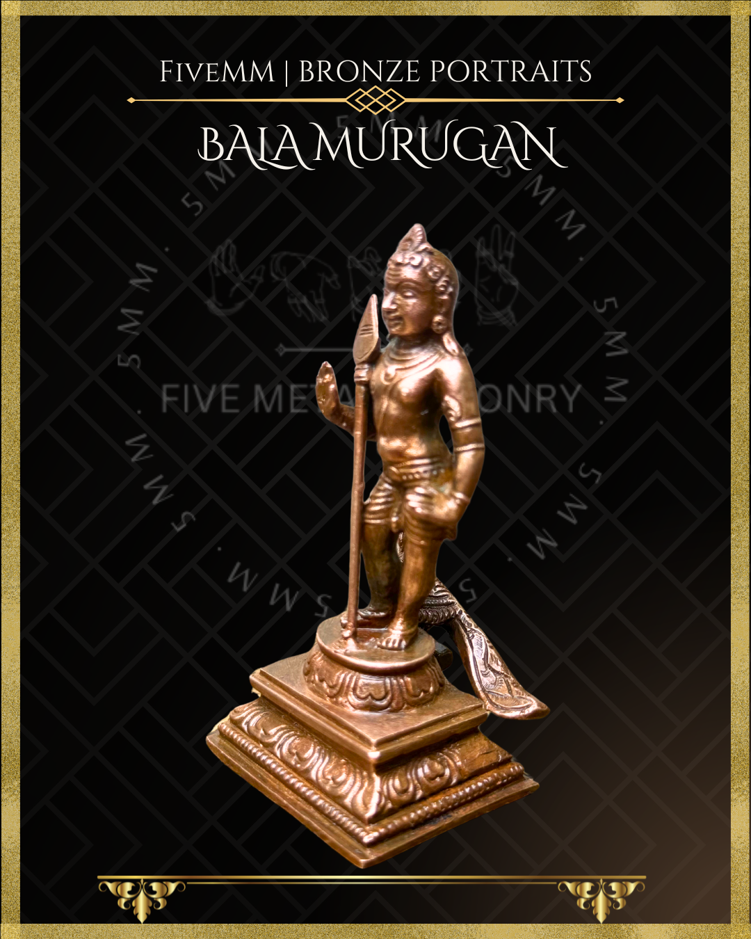 Bala Murugan Panchaloha Bronze statue  – Shilpa Sastra iconography, handcrafted lost wax casting – left side view 