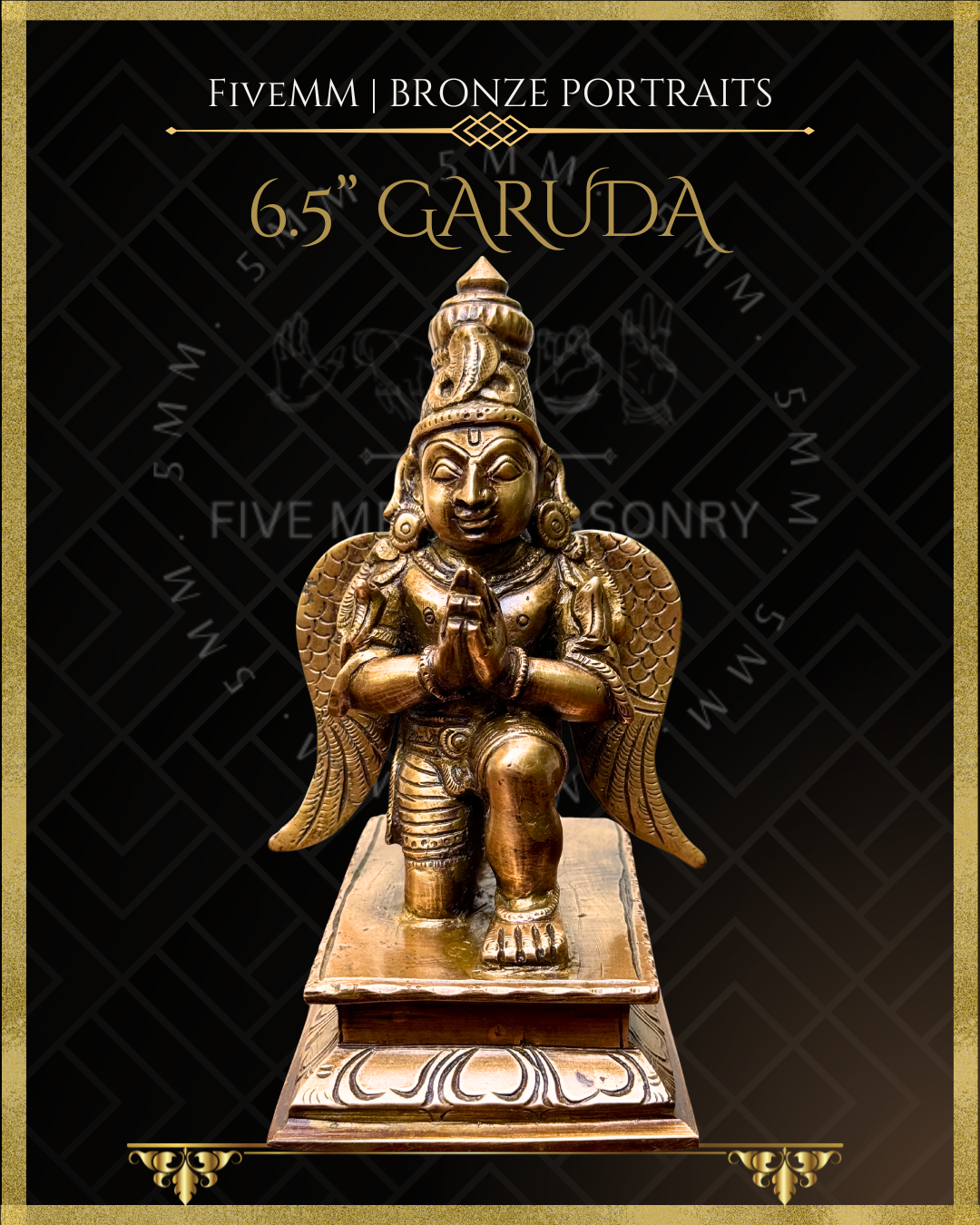 Garuda Bronze statue – per Shilpa Sastra iconography, handcrafted by lost wax casting – Front view